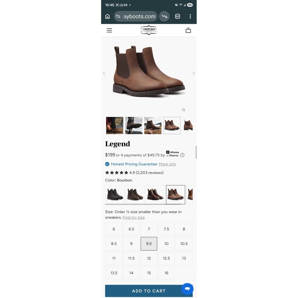 Thursday Boot Co. Legend Chelsea Boots Men's 9.5 US Brown Matte Lug Sole Unworn - Picture 8 of 11